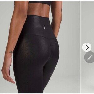 Lululemon Womens Align Leggings Size 4 High Waist Black Metallic 28” inseam